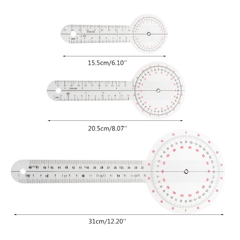 Bt Transparan Goniometer Plastik Goniometer Sudut Penggaris Physio Goniometer Tahan Lama