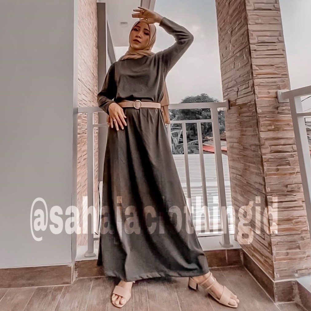 Sahaja Clothing ID Dress Muslim Panjang Olive  Tua  