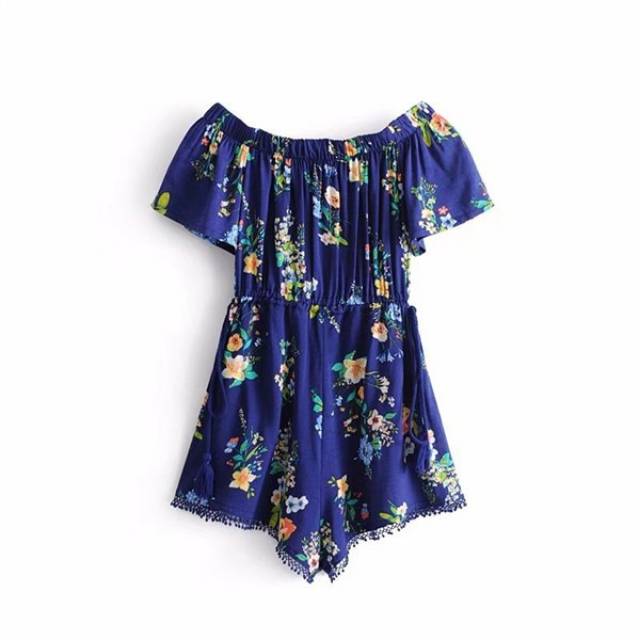 blue flower jumpsuit