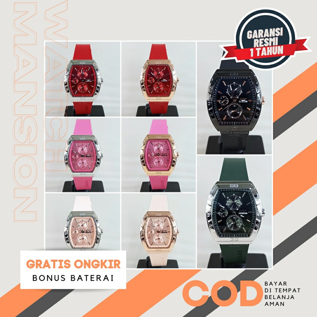 JAM TANGAN WANITA EXPEDITION 6800 E6800 E 6800 RUBBER STRAP ORIGINAL GARANSI FREE BATERAI