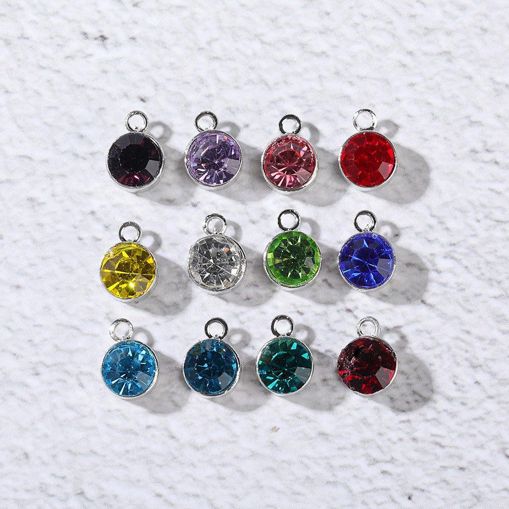 Preva 10pcs/Pack Birthstone Shiny DIY Necklace Making Komponen Manik-Manik Berlian Imitasi