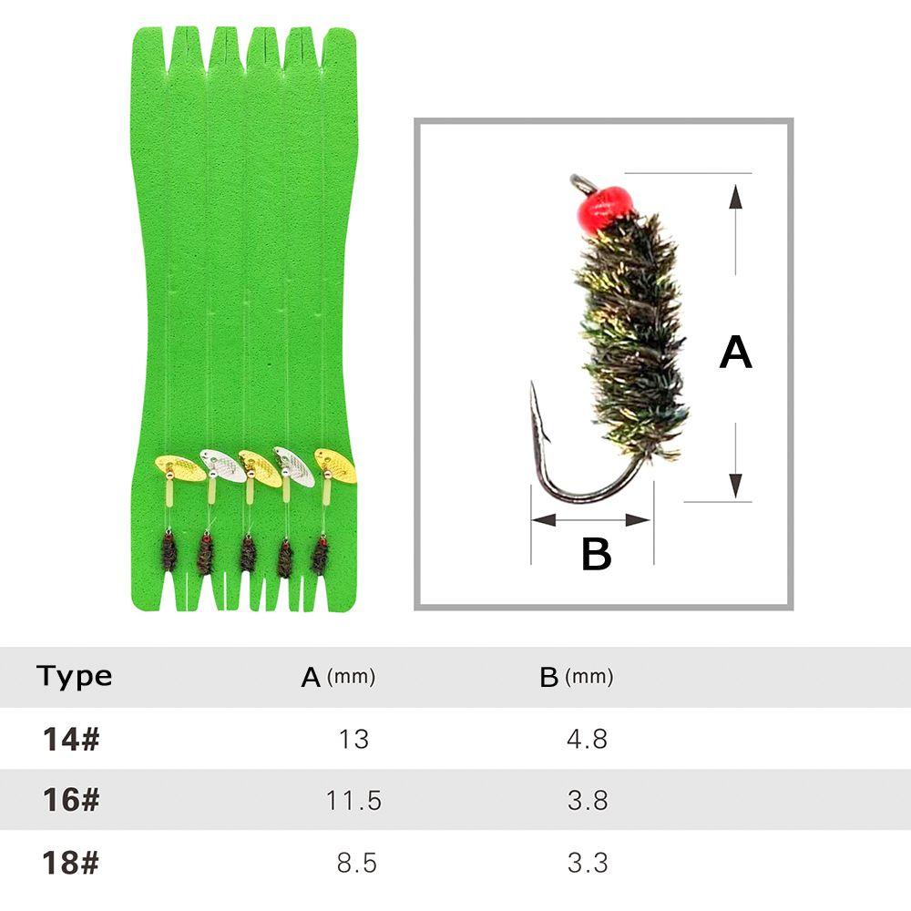 Kail Pancing PREVA Fly Perfect Decoy14# 16# 18# Fly Fishing Insect Flies Nano Fly Sequin Kawat Kait Berduri Kit Grup