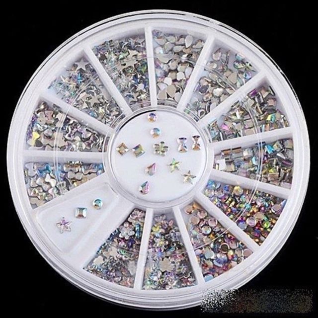 Multicolor rainbow clear mix rhinestones wheel star pita star square flower bunga rhinestone nail