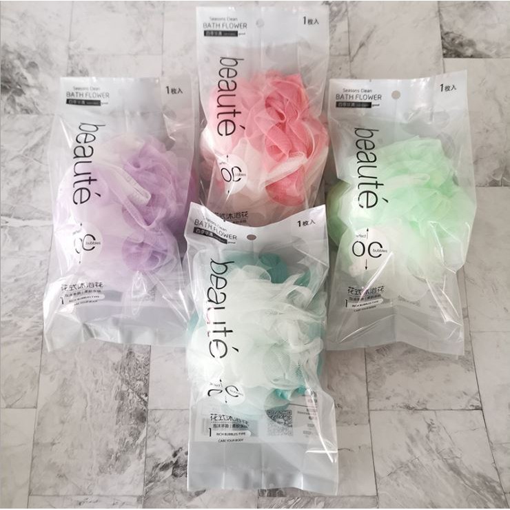 Shower Puff Beaute Premium Lembut Spons Mandi Bath Ball Flower Foam