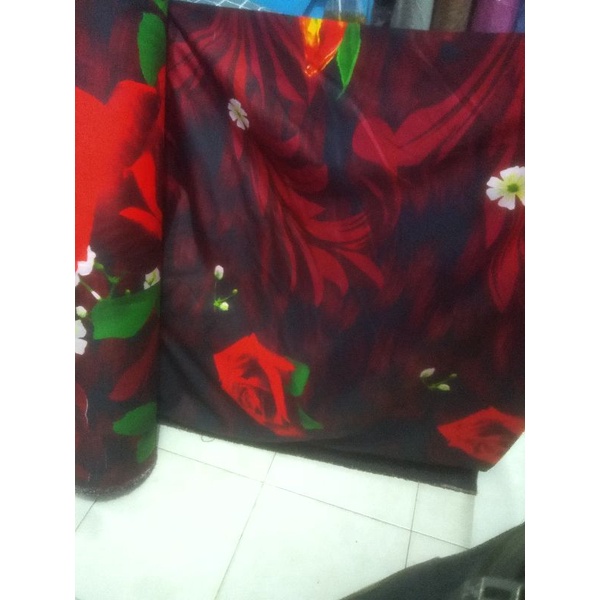 Bahan Kain Sprei Meteran Katun Microtex Disperse Motif Bunga