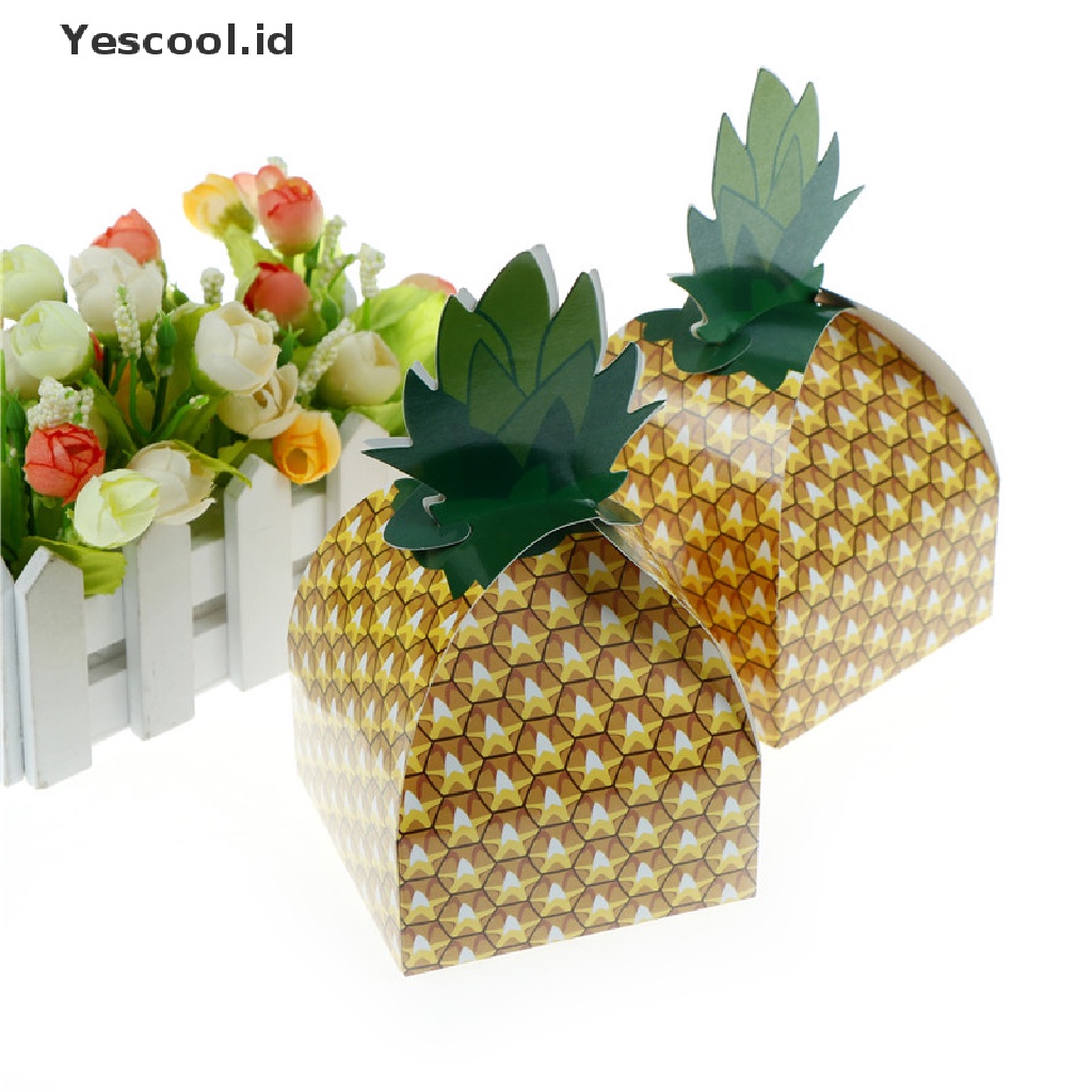 【Yescool】 12pcs candy boxes paper pineapple gift bag beach wedding decor party supplies .
