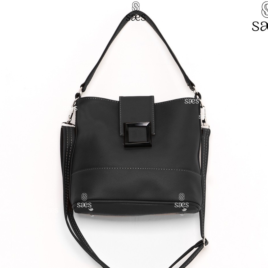 SAES Clarissa Tas Selempang &amp; Bahu Wanita Tas Mini Totebag Vintage Retro Handbag Top Handle Bag Multifungsi Hitam Saes shop 001