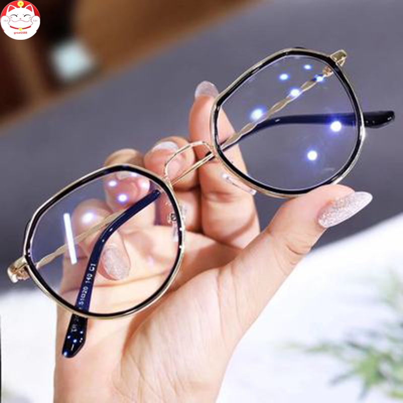 Polygonal Glasses Anti Blue Light Flat Mirror Full Frame Soft Silicone Nose Pads Eyeglass Accessories for Women Men