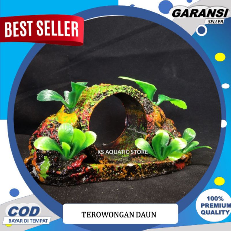 Hiasan Aquarium Jembatan Warna l Hiasan Akuarium Terowongan Ikan SK032 - Terowongan Daun