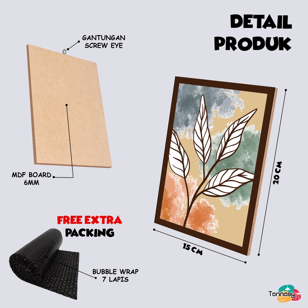 TENNESY HIASAN DINDING WALL DECOR DAUN TROPICAL ABSTRAK 15X20 CMPAJANGAN POSTER DEKORASI DINDING KAMAR RUMAH