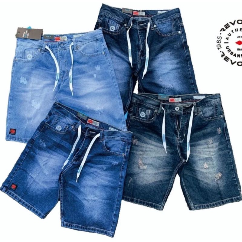 [Bisa COD][Bisa COD]Celana Jeans Pendek Pria Sobek Tali Kolor Rawis/celana distro pria rawis