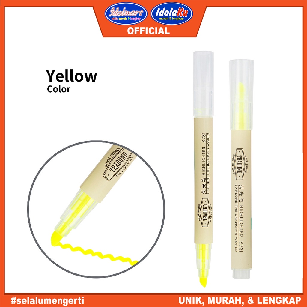 IDOLMART Deli Highlighter 6-Warna Candy S731 / Kuning / pcs Deli Surabaya