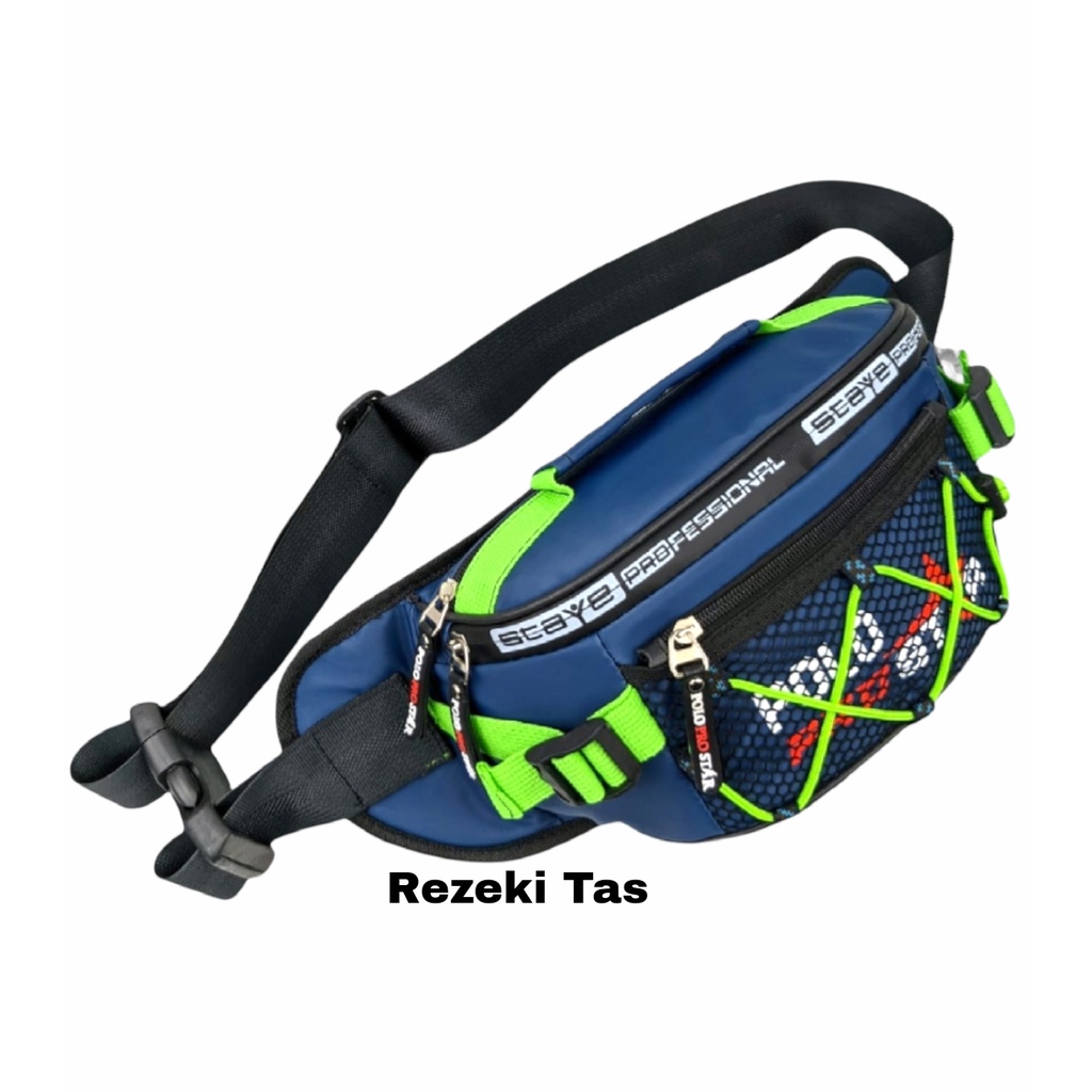 Tas Pria Waistbag Anti Air Bahan Ballon Tebal 100% Real Picture Tas Pinggang Tas Selempang Pria