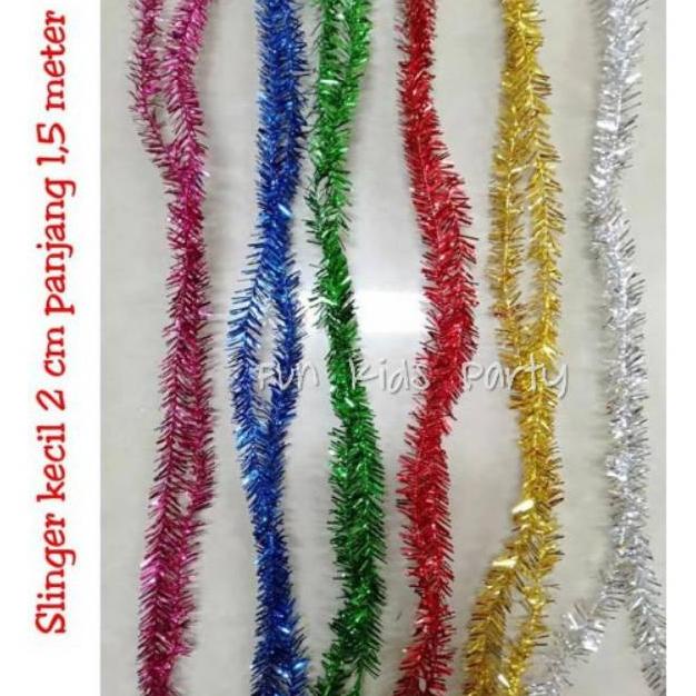 SLINGER KECIL / TINSEL / RUMBAI HIASAN POHON ANEKA WARNA / SLINGER ONDEL ONDEL / RUMBAI NATAL