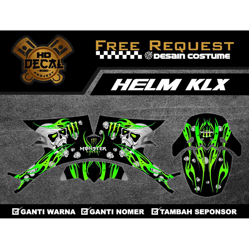 Decal helm klx 150 - Wraping helmet - sticker helm klx - kyt - gm - snail - cargloss 04