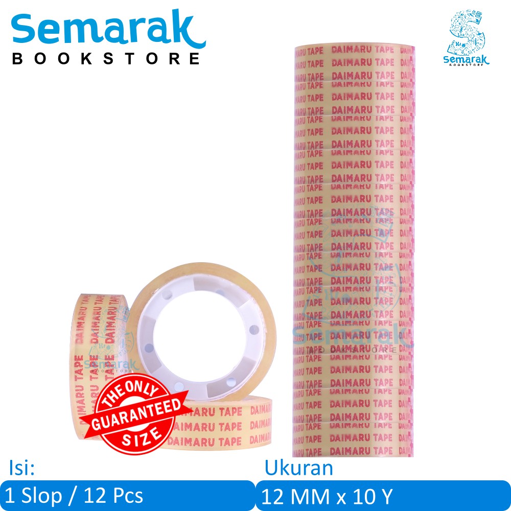 

Isolasi Kado Daimaru Stationery Tape 12 MM x 10 Y - Transparan [1 Slop / 12 Rolls]
