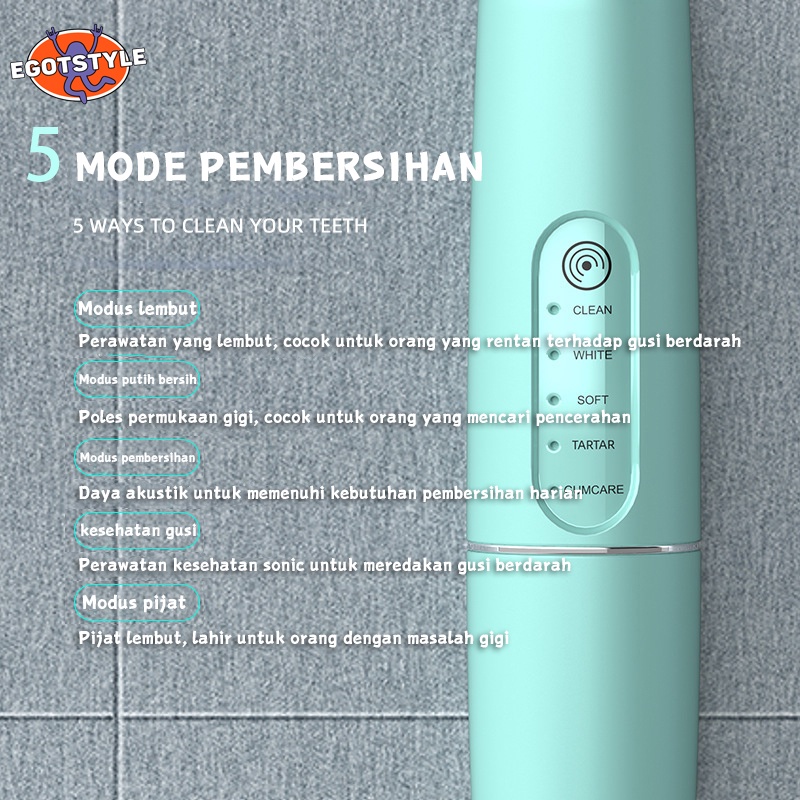 ☆Batasi diskon☆ Sonic Sikat Gigi Elektrik Electric Toothbrush Dental Scaling Pembersih Karang Gigi Sonic Electric Toothbrush Sikat Gigi Elektrik SET Waterproof IPX7