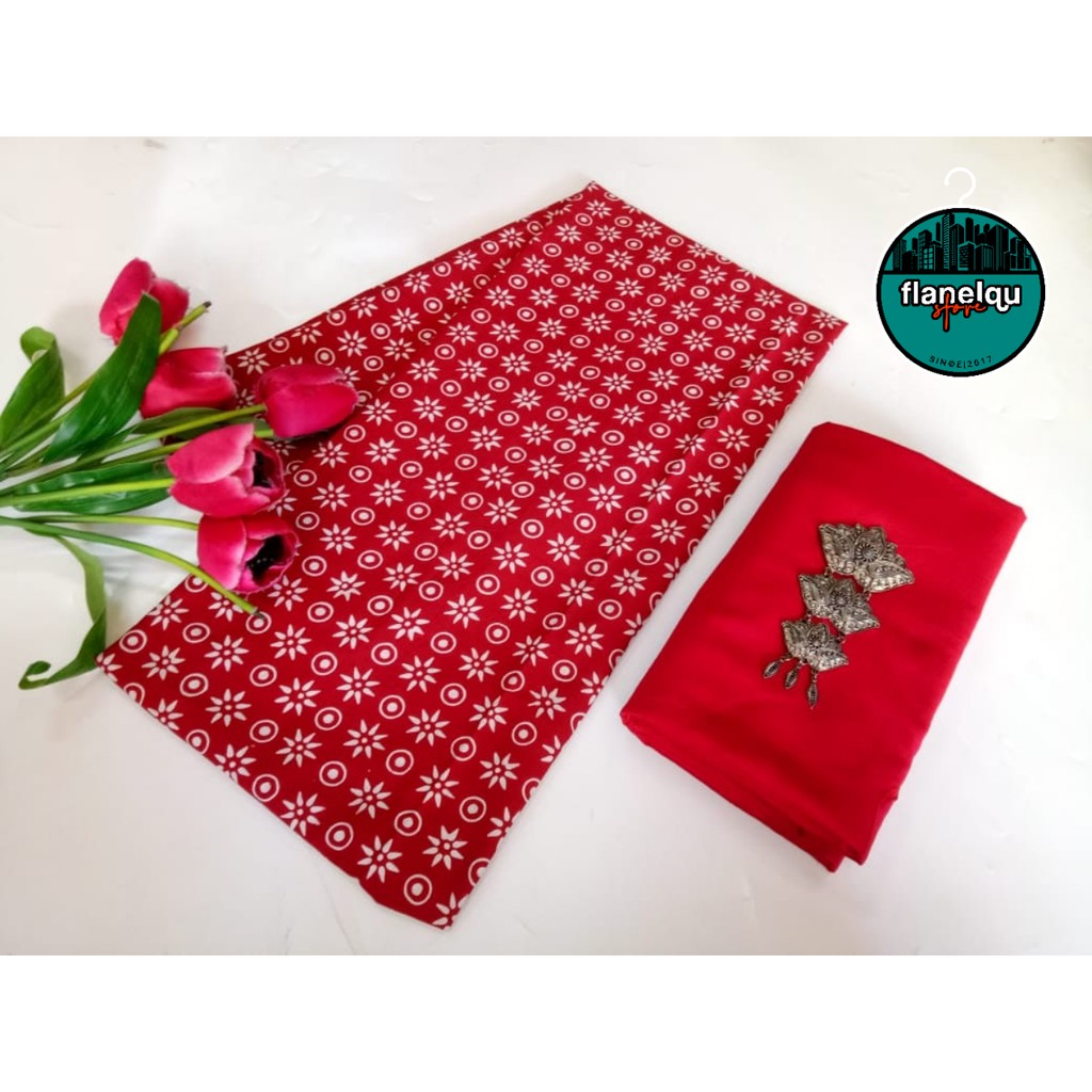 KAIN BATIK CAP GARUTAN MERAH MAROON BATIK PEKALONGAN BATIK CAP