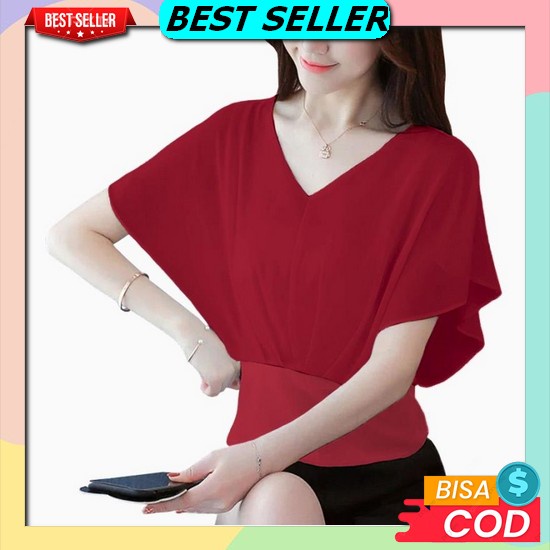 Bagus Dipakai - Atasan Wanita Hitam Kekinian Putih Import Kotak Hem D4L0 Big Size Baju [Cod] Outfit 