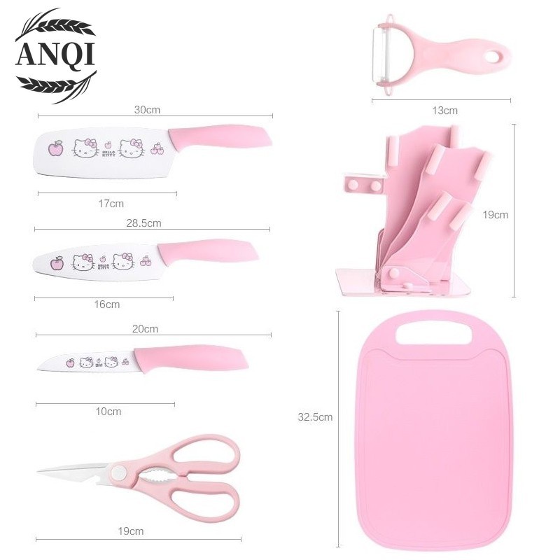 ANQI 1888 Pisau set 7 pcs warna tajam keramik dengan stand knife set 7 with holder Pisau Set 7 in 1