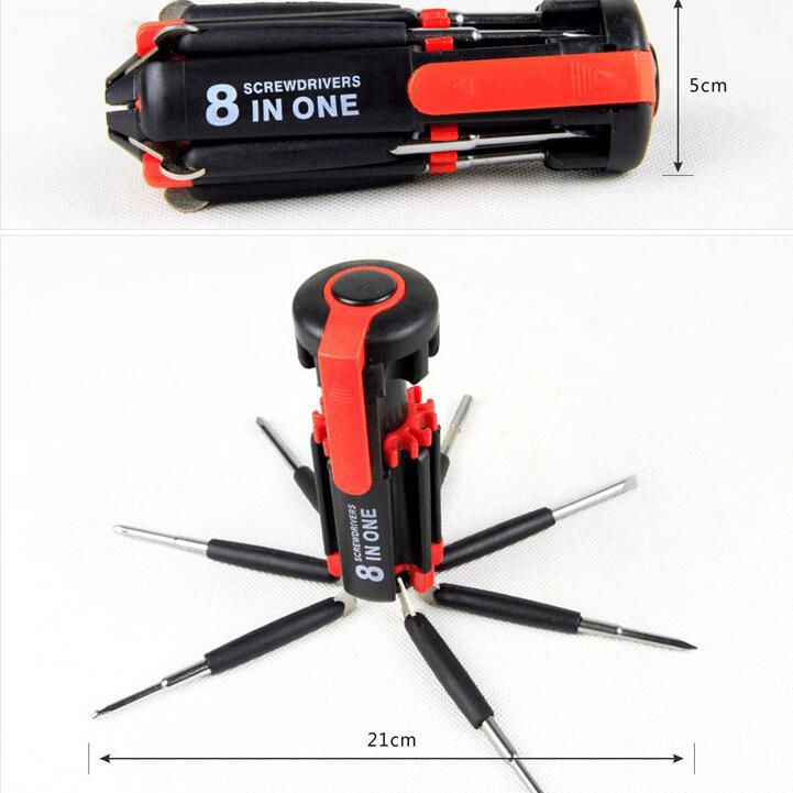 Set Obeng 8 in 1 Multi Screwdriver Tools Obeng Senter Multifungsi service HP Buka Skrup Flashlight