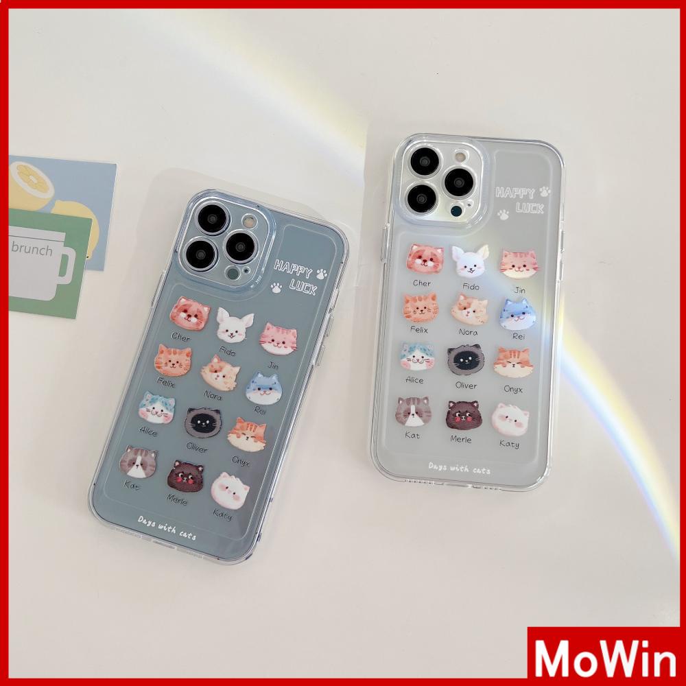 iPhone Case Silicone Soft Case Clear Case Thickened Shockproof Protection Camera Metal Button Cat Cute Compatible For iPhone 11 Pro Max 13 Pro Max 12 Pro Max 7Plus xr XS Max