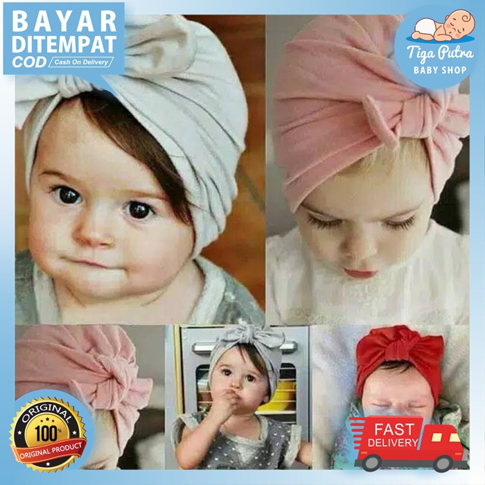 Turban Anak ikat Baby Turban Kelinci 0-3 th All Size Premium Anak Perempuan Muslimah Turban