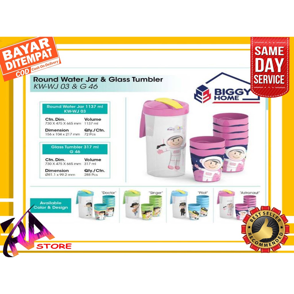 TEKO GELAS 7 IN 1 TEKO GELAS PROFESI SET WATER JAR & GLASS TUMBLER TEKO BERANAK GELAS PLASTIK