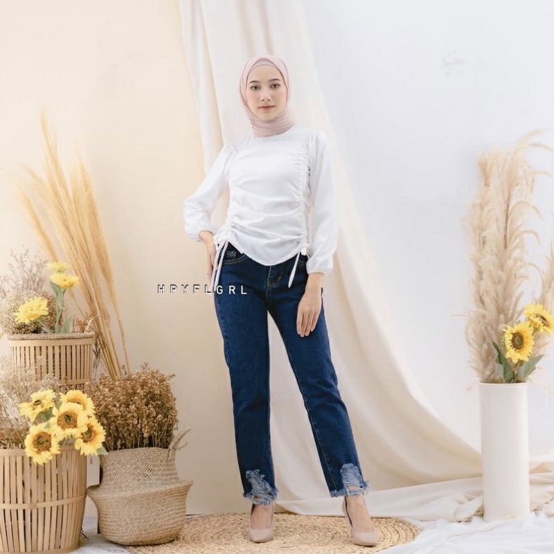 celana panjang jeans //celana jeans wanita//Celana jeans boyfrend sobek