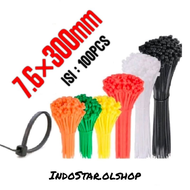 CABLE Tie/Kabel Ties 7.6x 300( Panjang 30cm) isi 100 PCS⭐ IndoStar ⭐