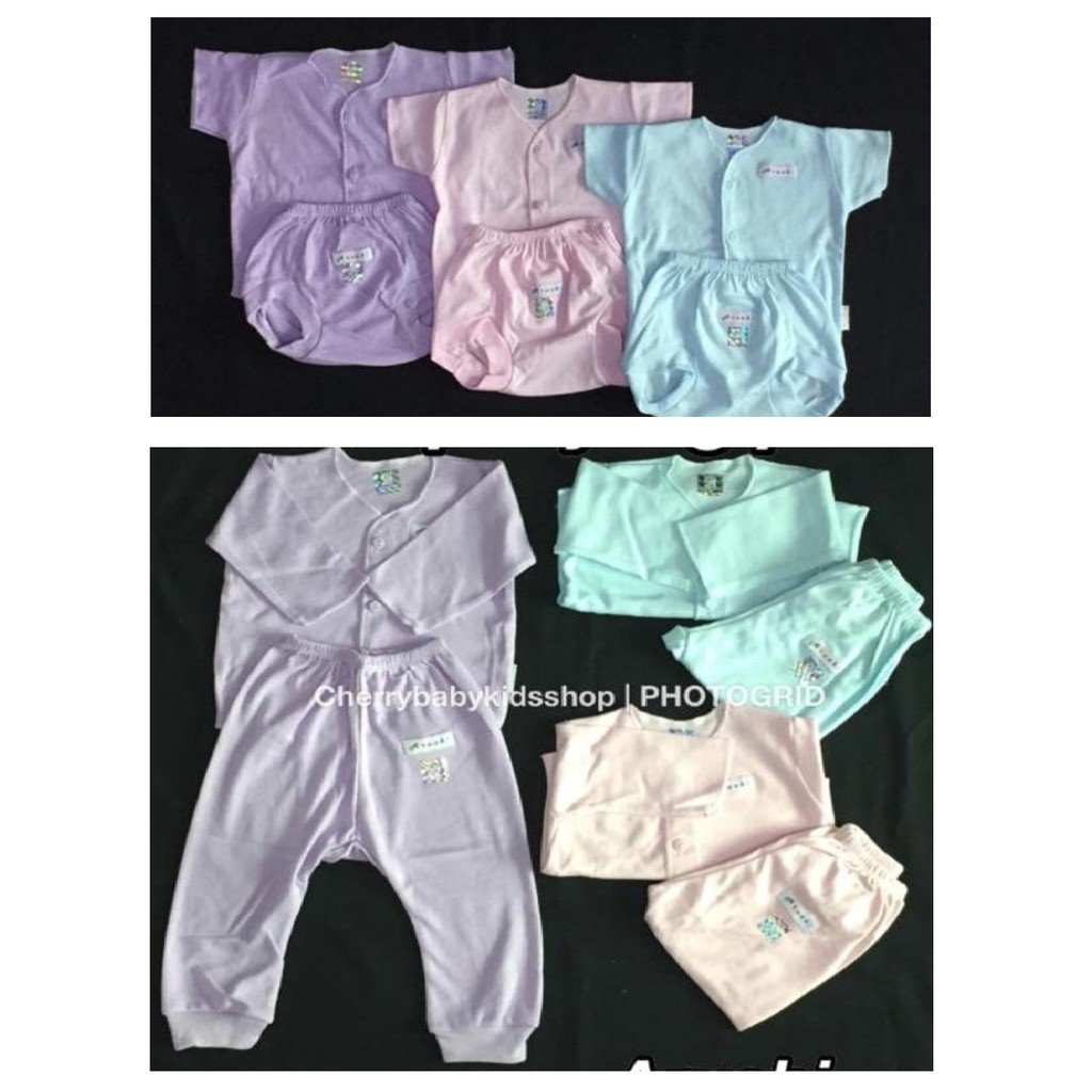 ARUCHI Setelan NEWBORN Pendek / Panjang Polos / PASTEL CBKS