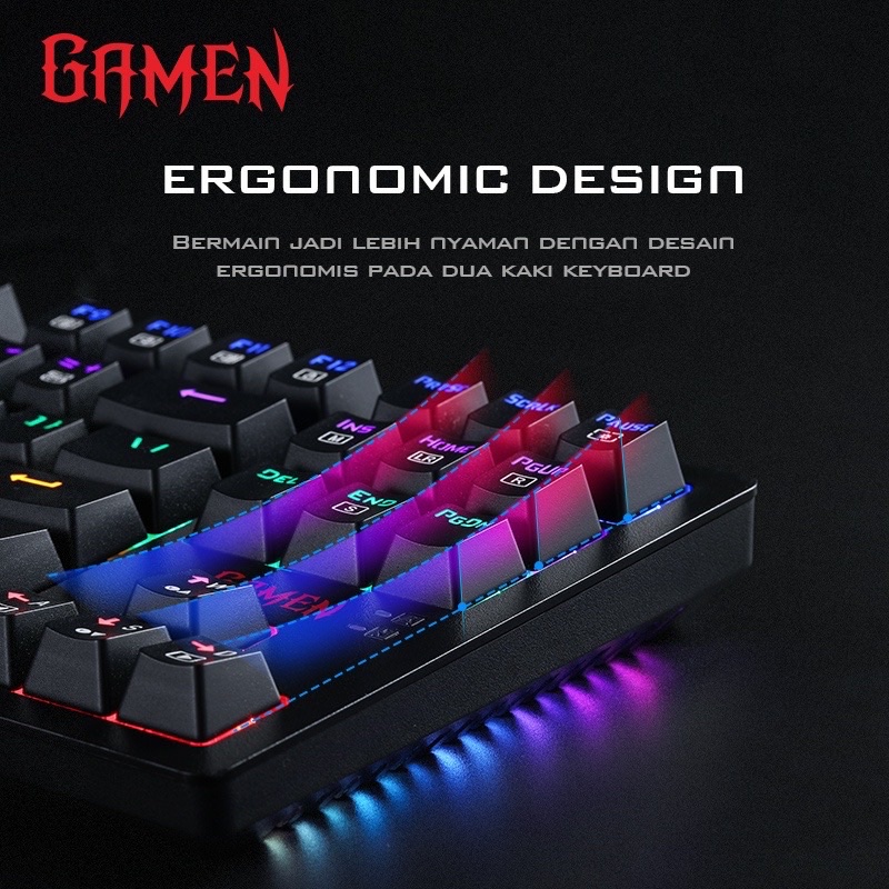 GAMEN Titan II Mechanical Pluggable Switch Blue Gaming Keyboard Wired Original - Garansi 1 Tahun