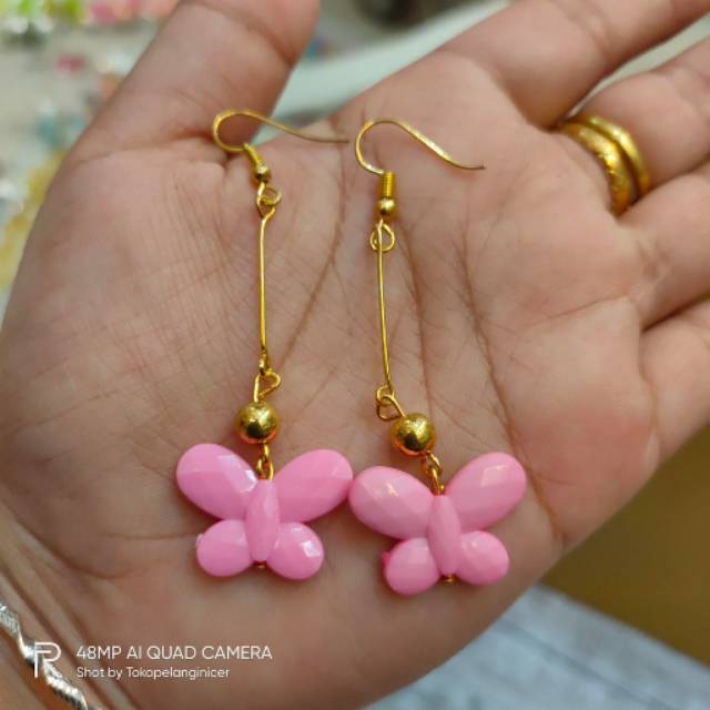 Anting Hooks Korea Fashion Aksesoris  Kupu-Kupu warna Manis Anting Beauty Tokopelanginicer