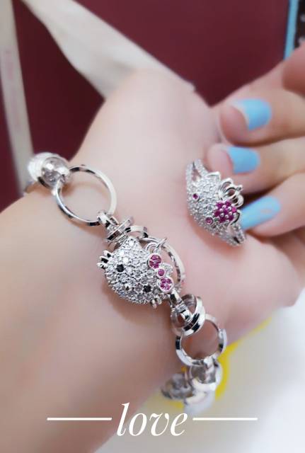 Set kitty gelang tangan plus cincin