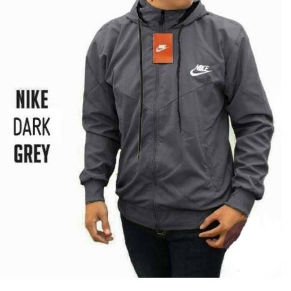 Jaket parasut nike windrunner ukuran L XL XXL XXXL-abu abu