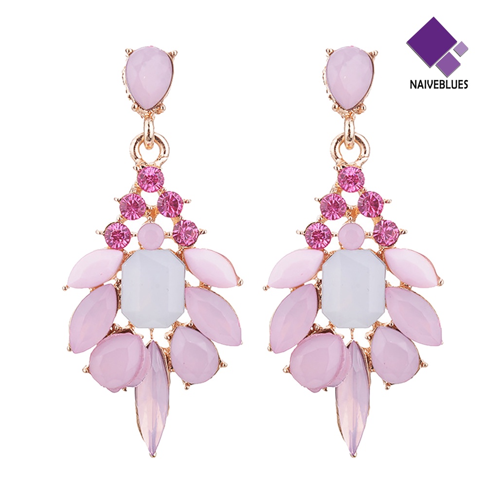 1 Pasang Anting Stud Bentuk Water Drop Bahan Alloy Untuk Wanita