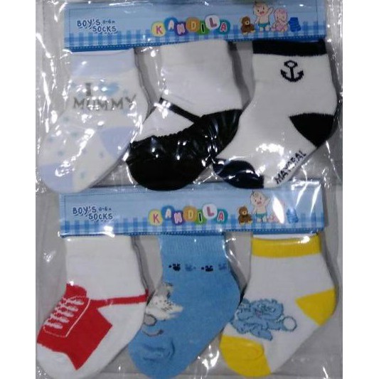 SOREX / KANDILA Kaos Kaki Bayi 3in1 - Baby Socks isi 3 pasang Motif Boy / Girl 0-6 / 0-12 Bulan