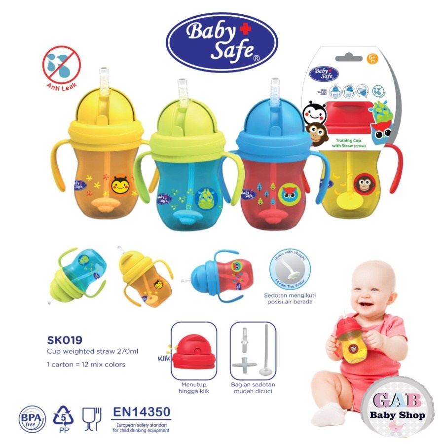 Baby Safe Training Cup Weighted Straw SK019 JP019 Botol Minum
