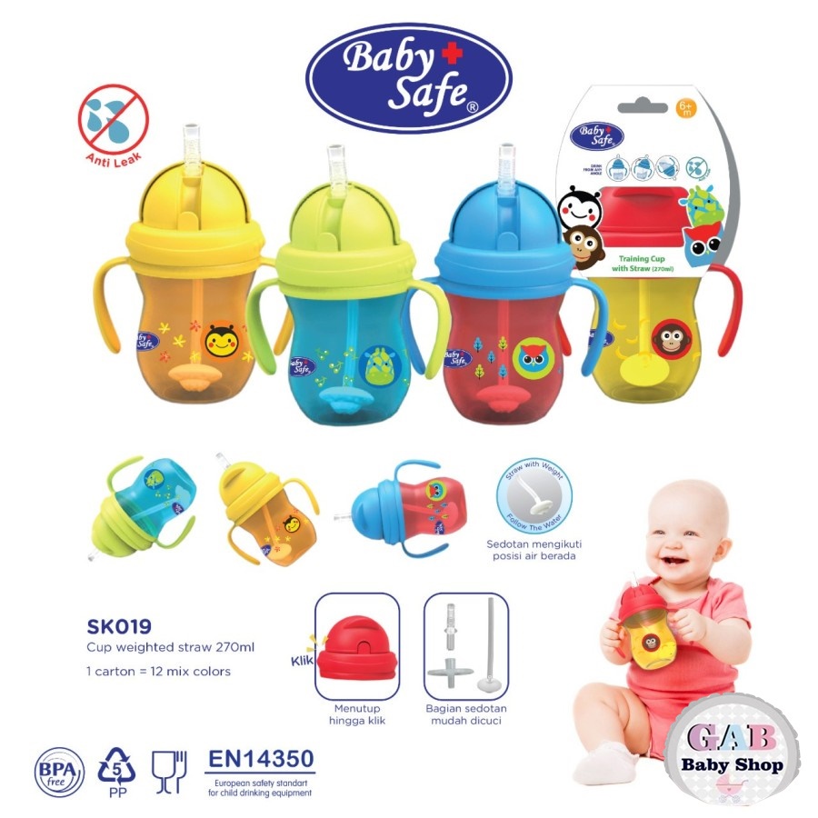 Baby Safe Training Cup Weighted Straw SK019 Botol Minum