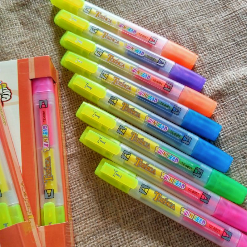 

stabilo dua warna 12 pcs highlighter mata dua