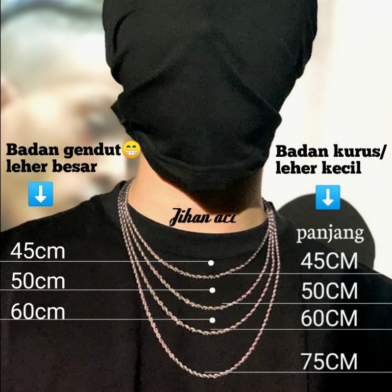 Kalung Titanium Model Petak silver-gold anti karat