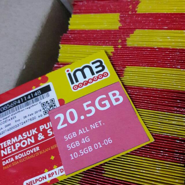 Perdana Indosat Data 20.5GB ( 5GB 3G + 5GB 4G + 10.5GB Malam ) Exp 13 November 2017