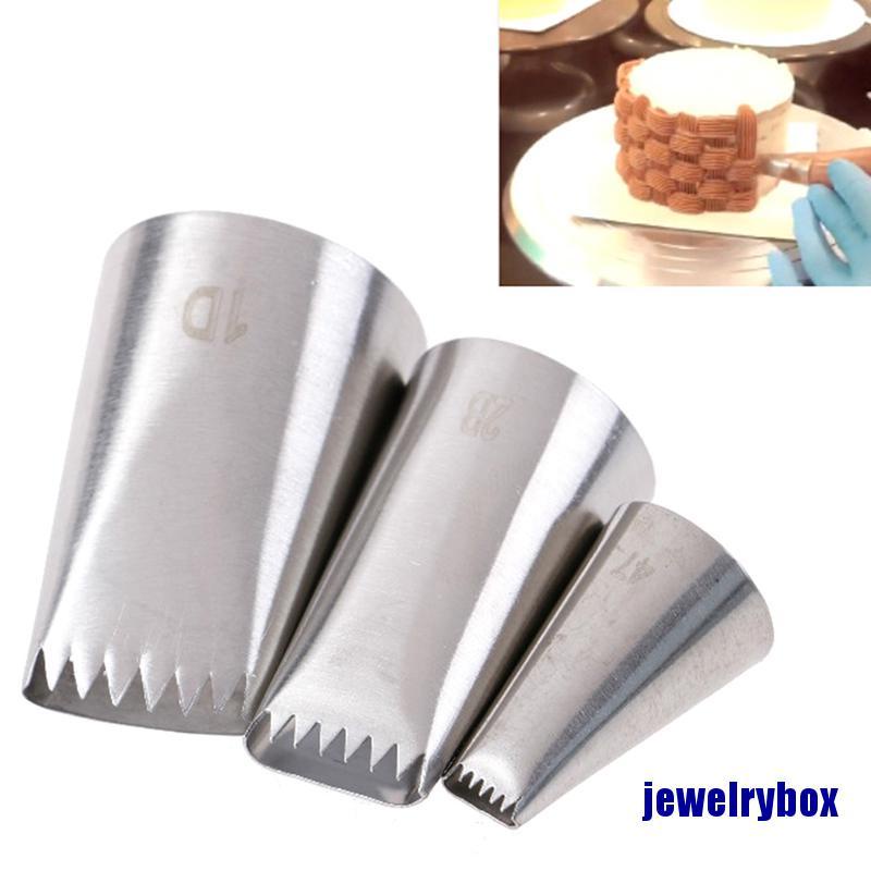 3 Pcs / set Nozzle Icing Piping Bahan Stainless Steel Untuk Dekorasi Kue