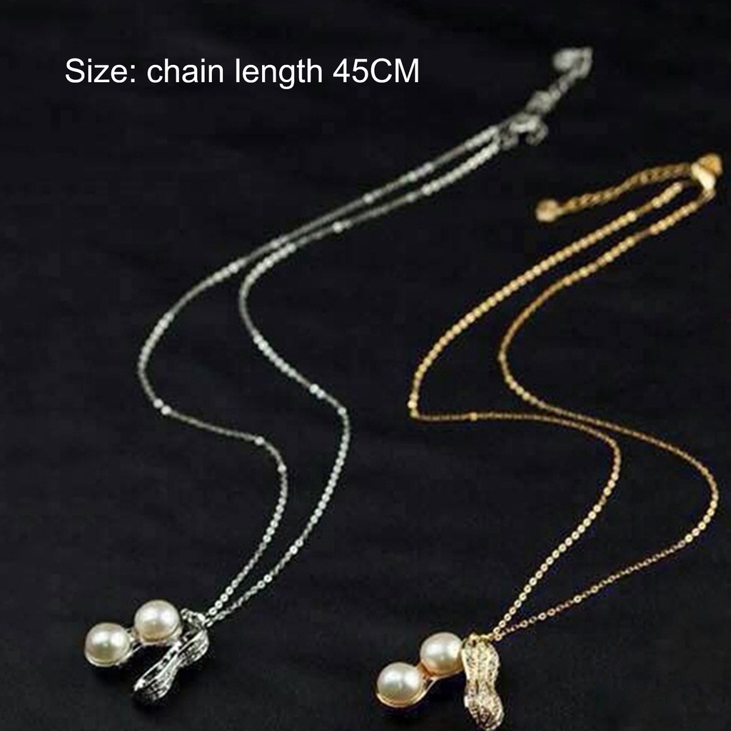 Hu Hu Hu Hu Hu Alat Bantu Pasang Kacamata♡ Kalung Liontin Kacang Hias Berlian Imitasi 2 Warna Untuk Pesta Malam