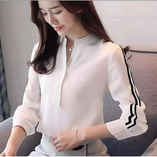 Fourfashion BLOUSE LUNAYA / BLOUSE ELVINA LIST TANGAN WANITA