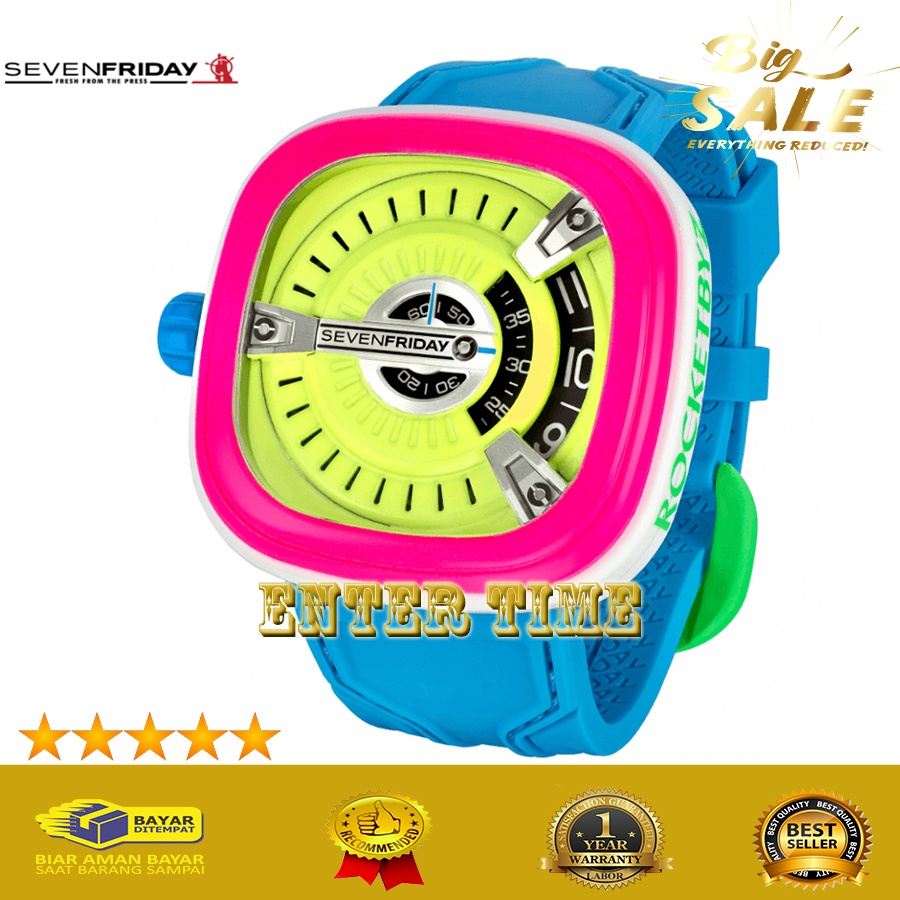 BIG SALE  JAM TANGAN PRIA BRANDED MERK SEVEN FRIDAY SF M2-03N MATIC RUBBER STRAP JAM TANGAN FASHION 