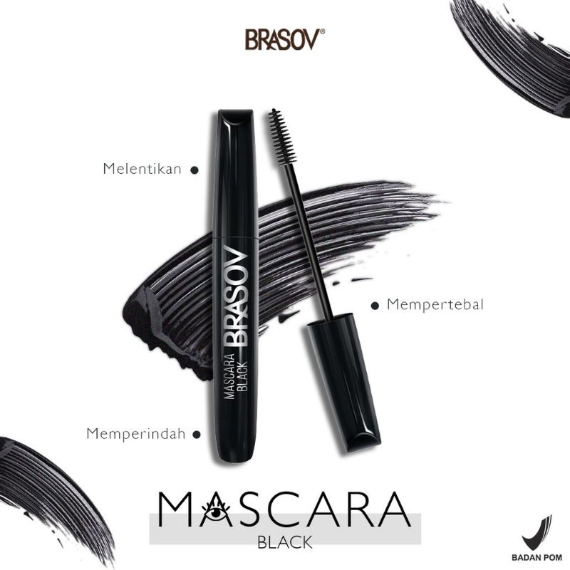 Brasov Mascara Black Waterproof Tahan Air Hitam