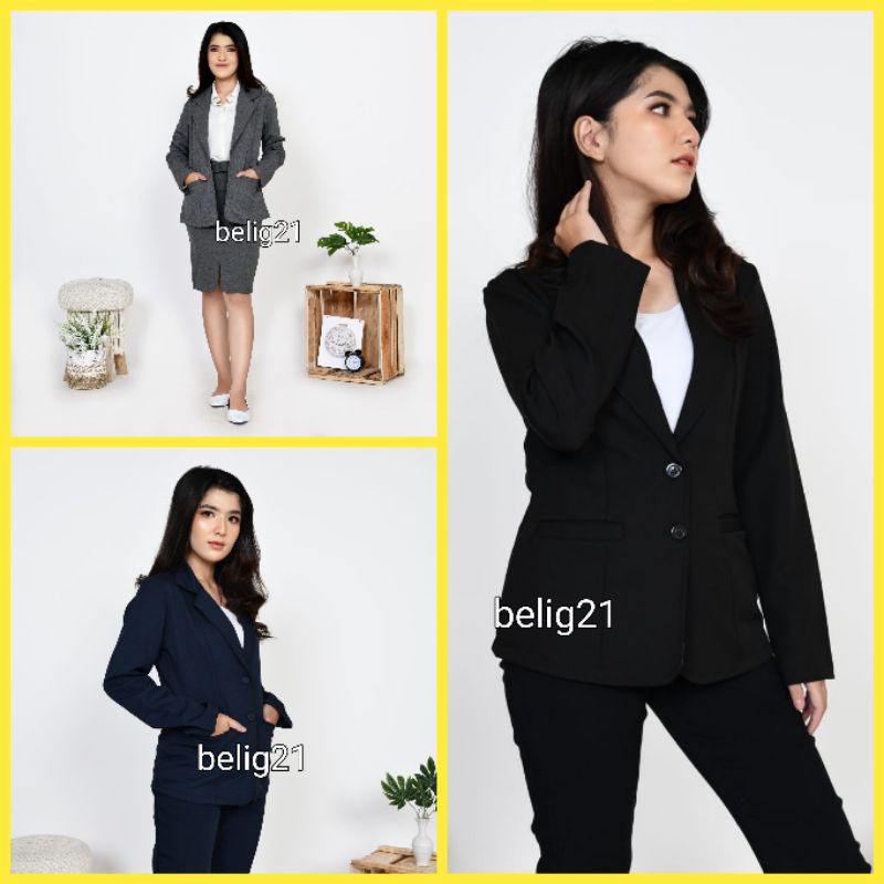 Blazer Hitam Kerja Kantor Formal Wanita Jas Wanita Hitam