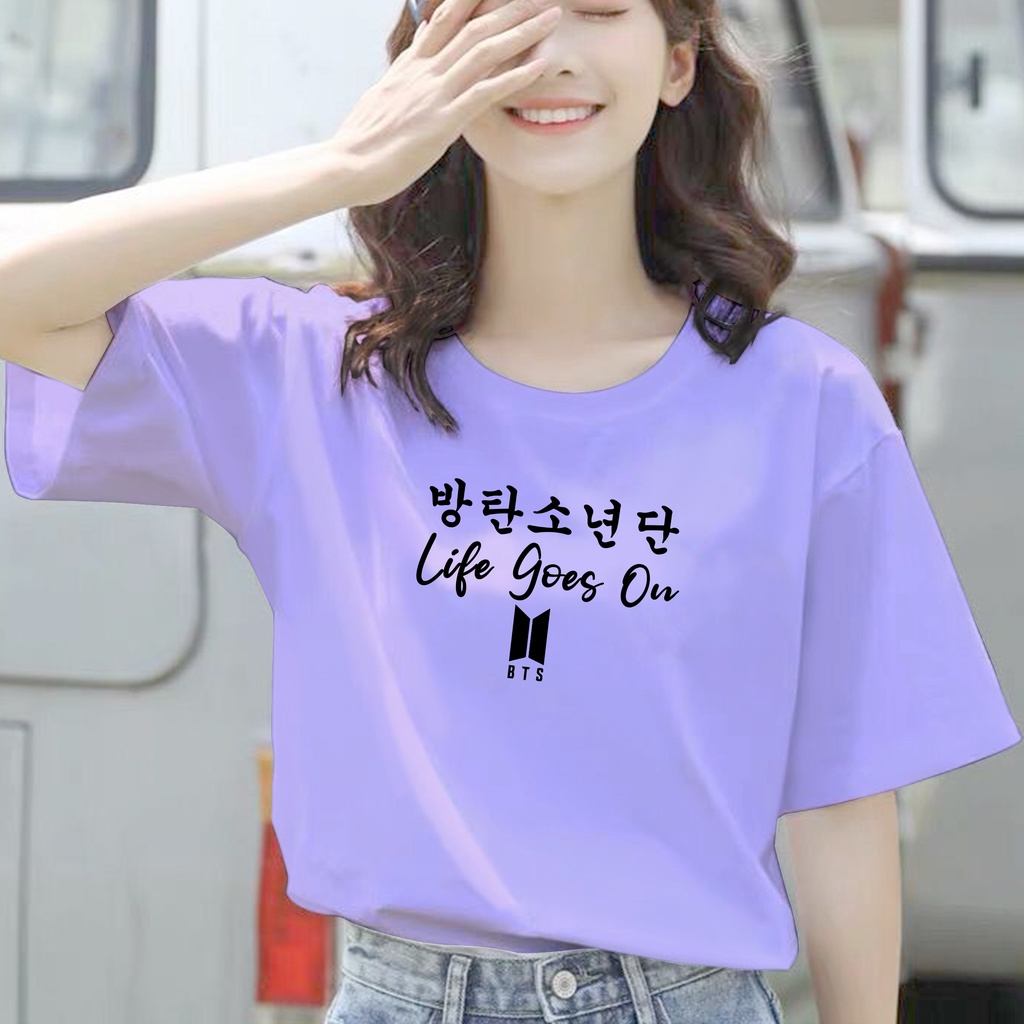 CALVIERO SHOP - BAJU KAOS ATASAN WANITA PRINT LIFE GOES ON KOREA