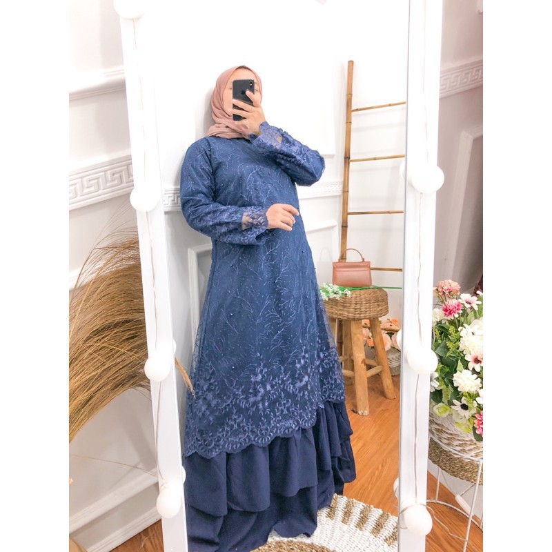 TERMURAH  Gamis Elegan Full Brukat Premium Ori / Gaun Pesta Free Hijab / bisa BUSUI GAUN LAMARAN - G